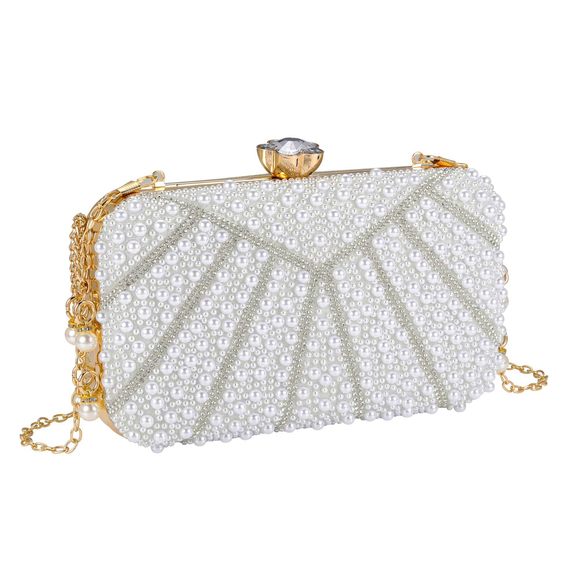 Pearl Clutch Purses Wedding Bridal Evening Small Clutch Crossbody c: - Picture 1 of 9